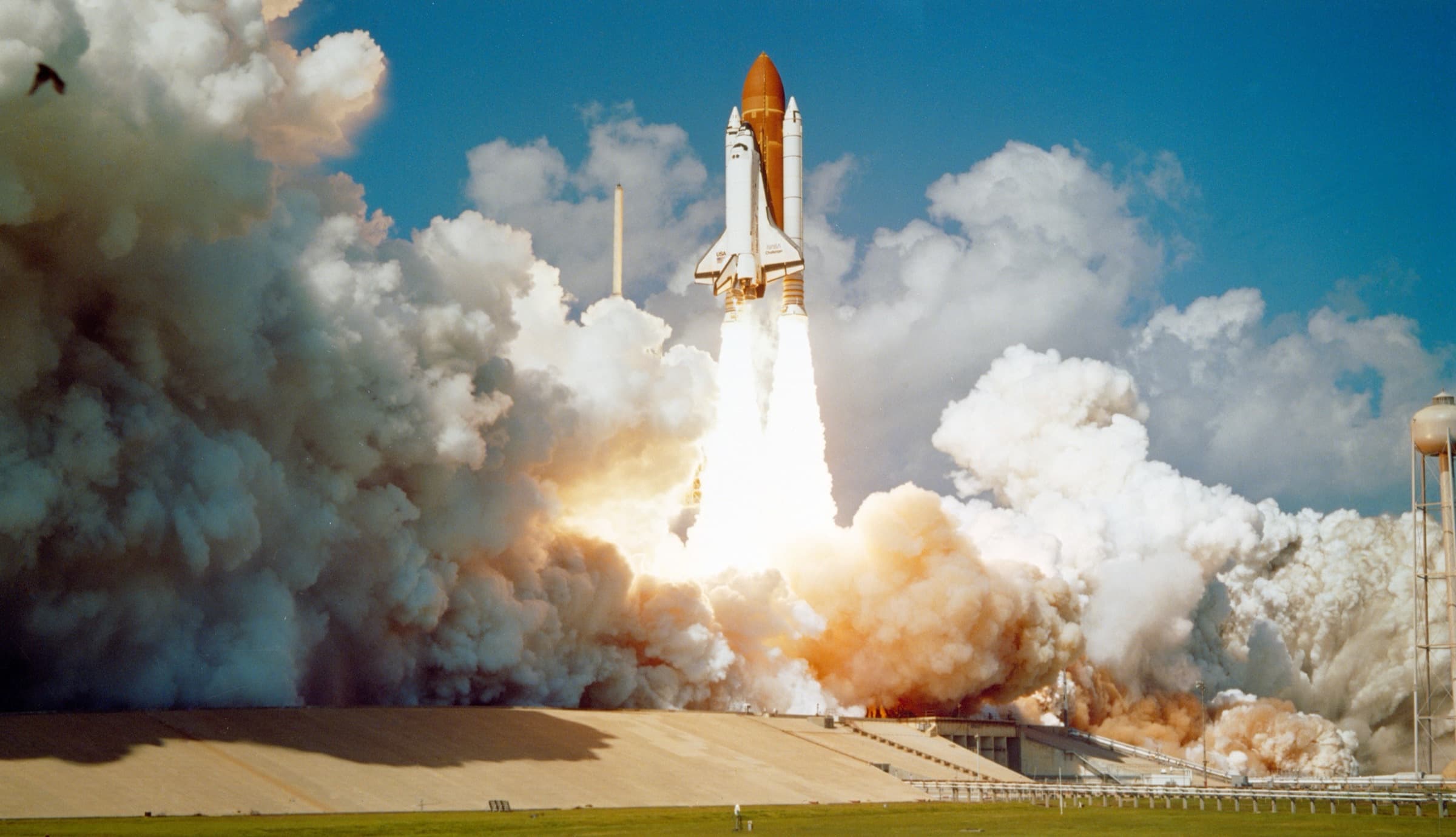 A space shuttle launching